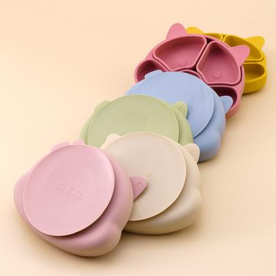 Novo prato de silicone para bebê sem BPA, prato de jantar com desenho animado para crianças, prato para treinamento de crianças, tigelas de alimentação para crianças