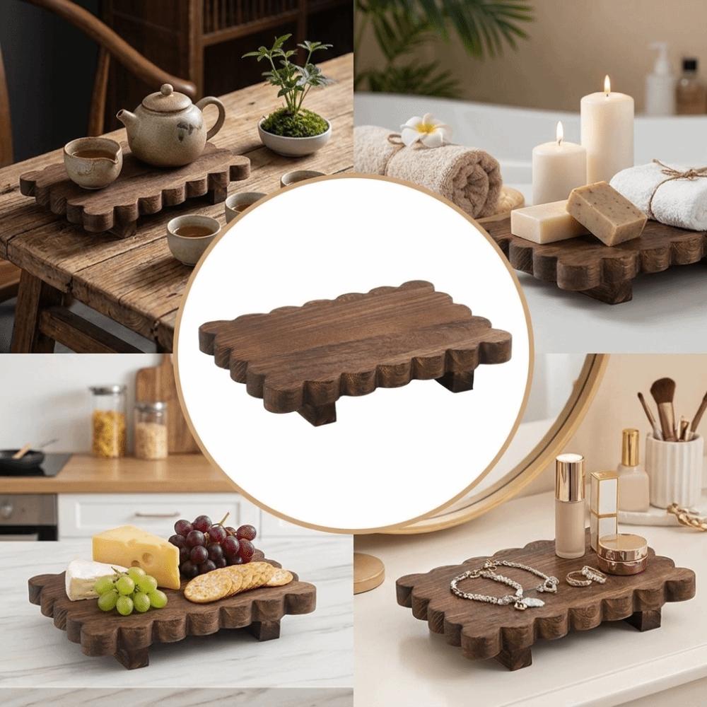 Solid Wooden Storage Tray Decorative Wooden Decorative Pedestal Wooden Plant Stand  Kitchen Display