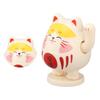 Waving Lucky Cat Solar Powered Decorative Ornament Fortune Cat Figure for Car Home Restaurant Cafe Yello  Pink
