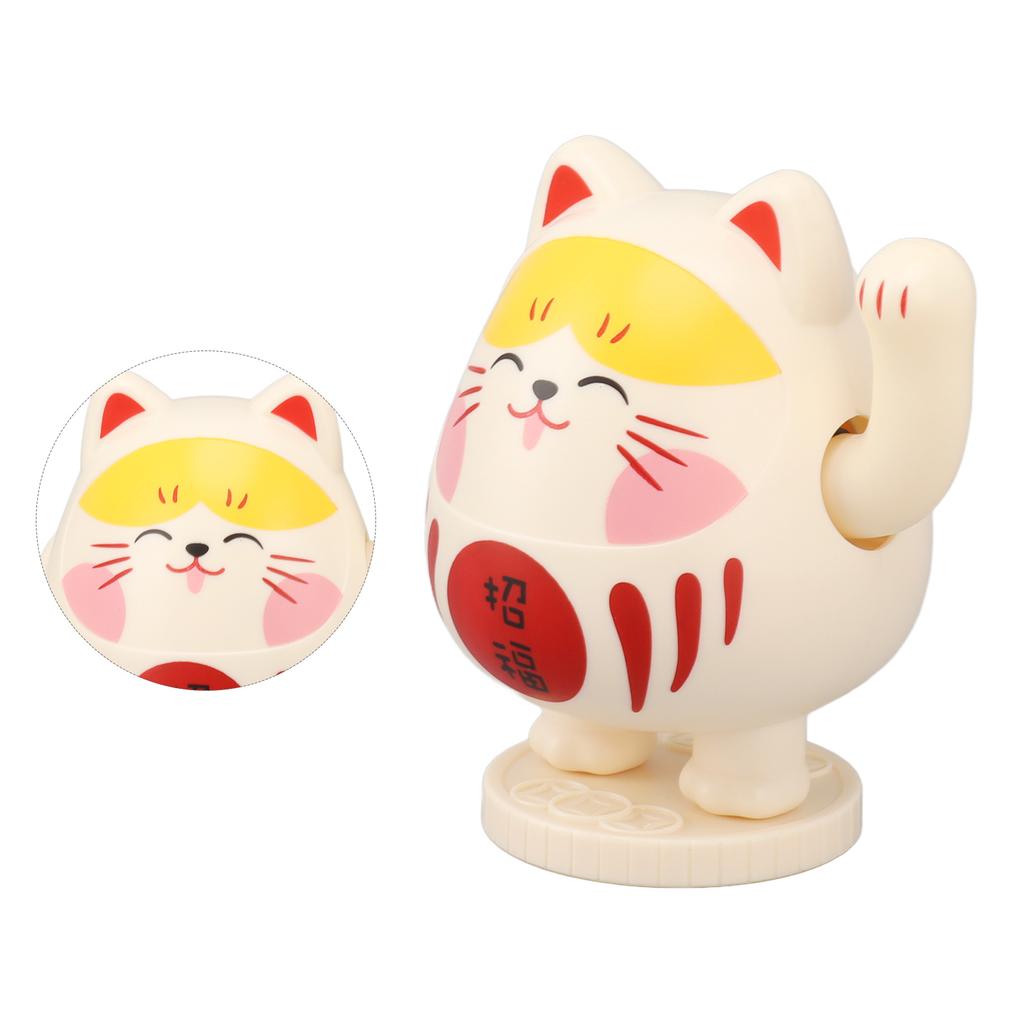 Waving Lucky Cat Solar Powered Decorative Ornament Fortune Cat Figure for Car Home Restaurant Cafe Yello  Pink