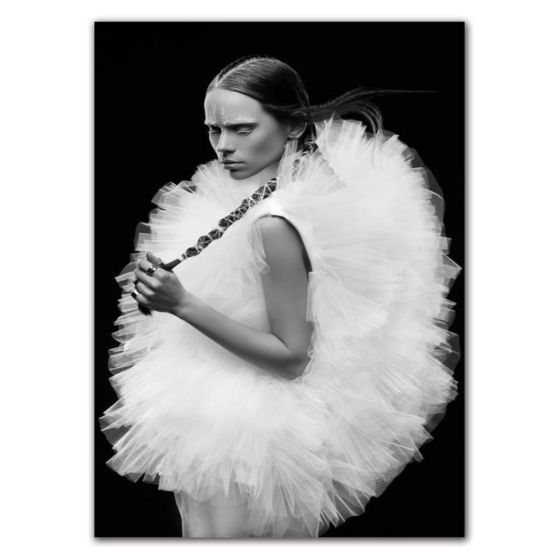 Modern Wall Prints Picture Flower Modular Poster Black White Ballet Girl Canvas Painting Life Quote Art Living Room Decor HD0082