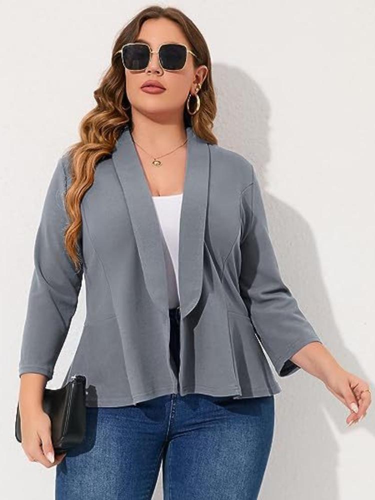 Women's White Blazer Jacket with Flared Sleeves, Casual Slim Fit Suit Coat for Office or Daily Wear