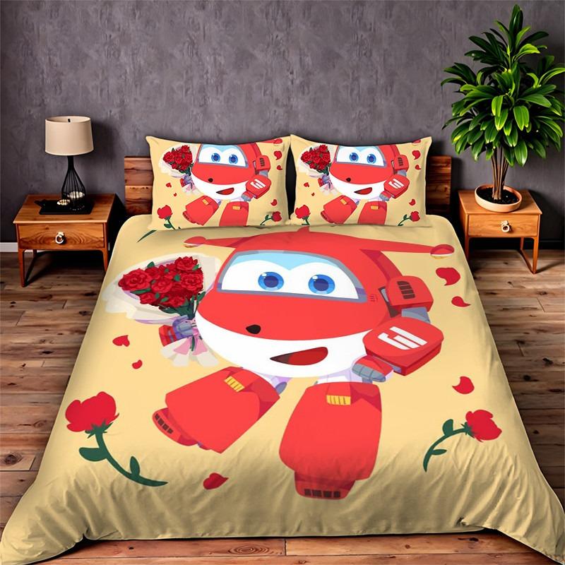 3D Print Super Wings Jett Bedding Set Single/Twin/Full/Queen/King Size Adult Bedroom Duvet cover Sets Anime Gift