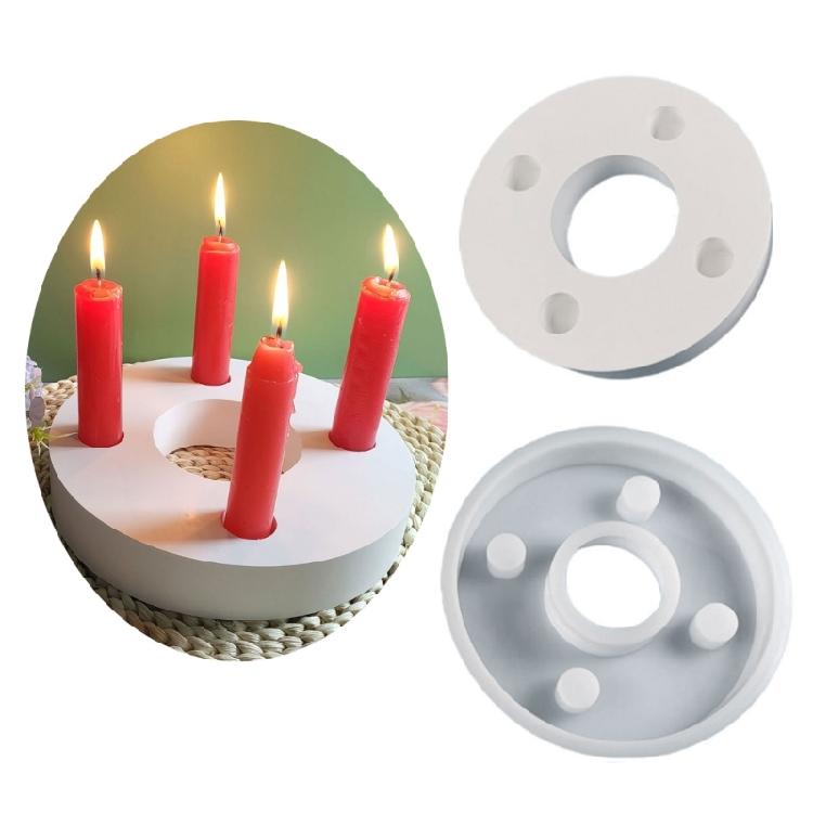 4 Hole Pillar Candle Base Molds Round Candle Holder Molds