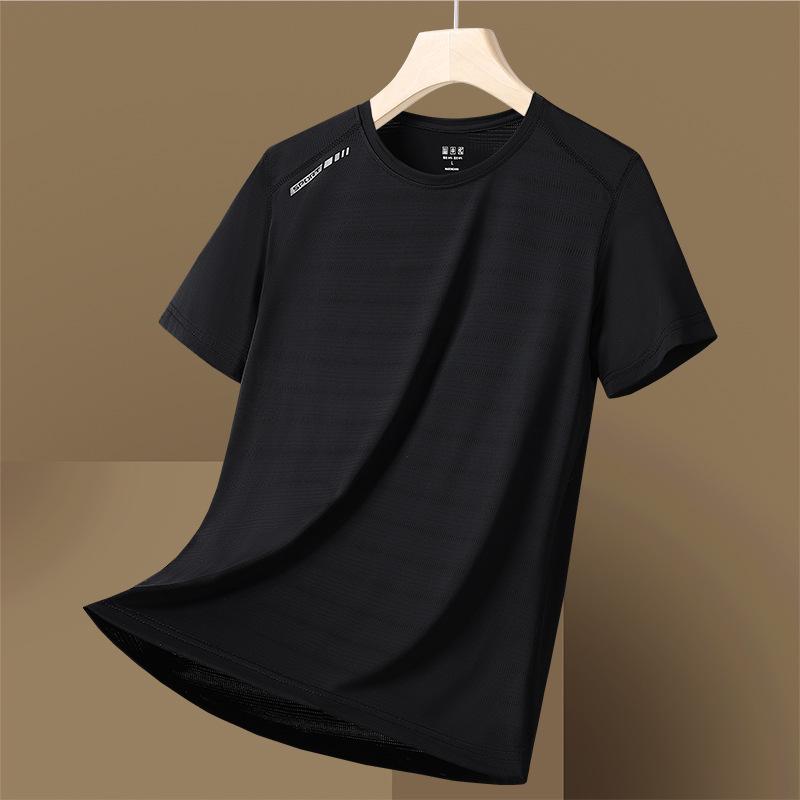 Unisex Summer Quick-Dry Ice Silk Sports T-Shirt - Breathable, Casual, Round Neck, Short Sleeve.