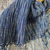 Used New, hand-woven stole, navy (indigo dye) and dark gold