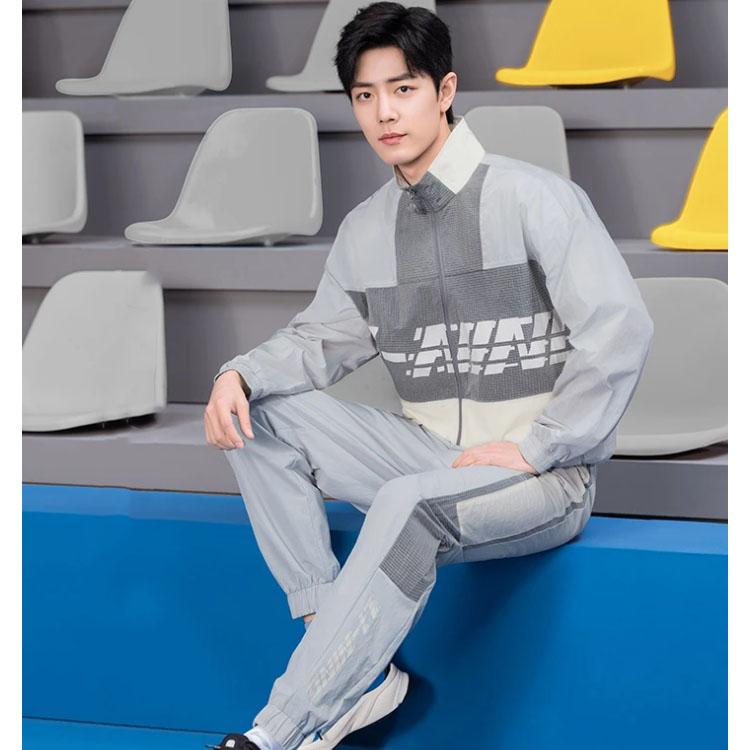 Li-Ning Sports Life Series Loose-Fitting Contrast Letter Print Jacket Men Jacket Grey Off-White AJDT405-3