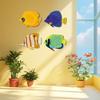 4 Stück Holzfisch Nautische Wanddekoration Rustikale Holz-Meeresfisch-Wandkunst Ozean Küsten-Thema Hängende Dekoration für Seehaus Schlafzimmer Badezimmer