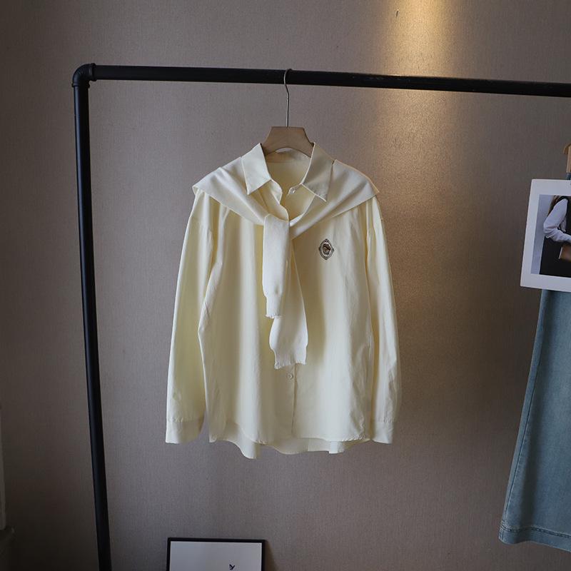 

Весенняя корейская вышитая шаль средней длины, рубашка, комплект из двух предметов для женщин One Size