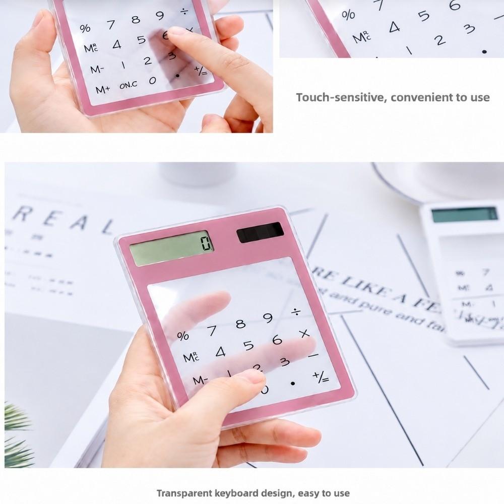 Slim Shape Touch Screen Calculator Clear Shell Transparent Calculator Office Supplies