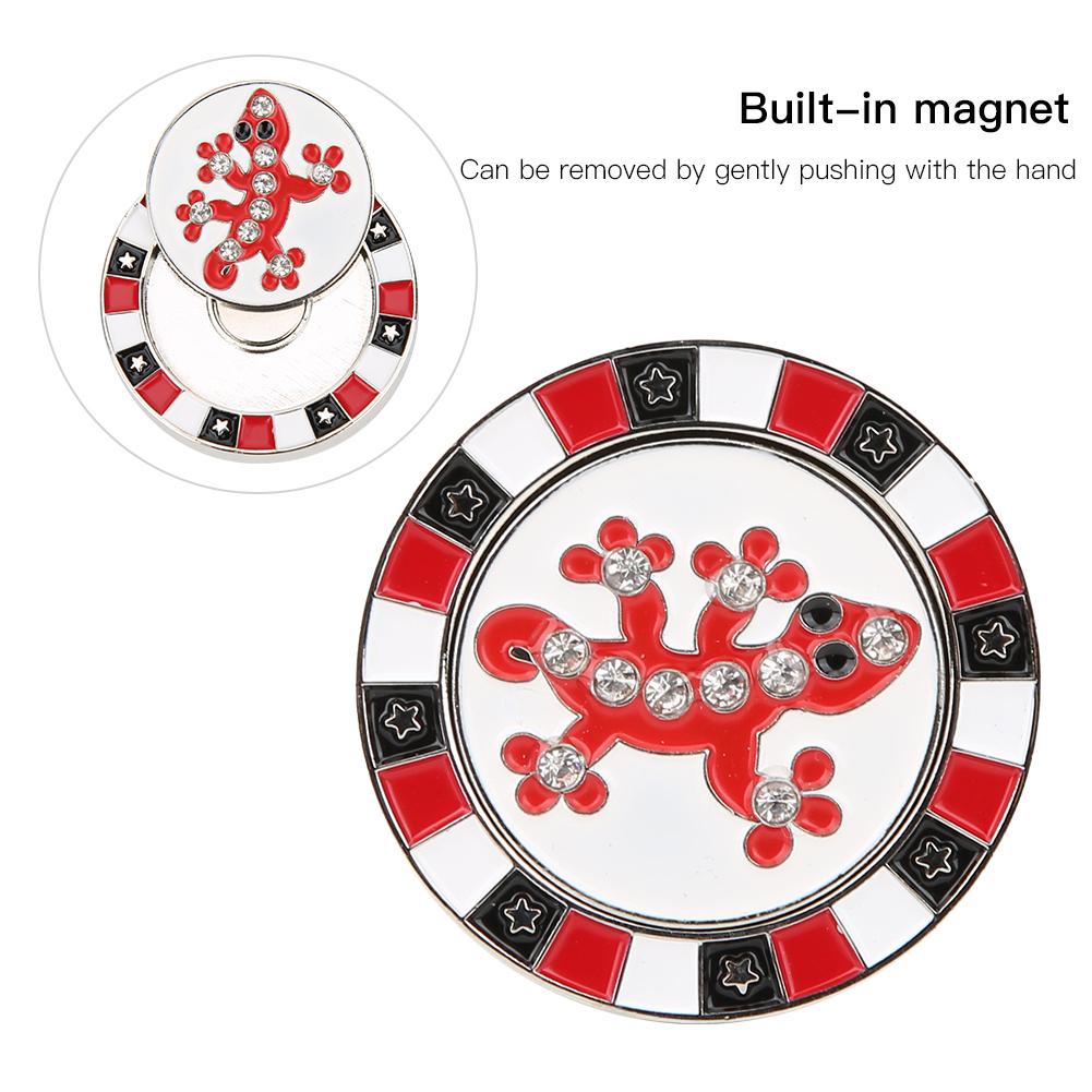 Zinc Alloy Double Layer Golf Ball Marker Magnetic Hat Clip Cap Clamp Gift SuppliesRed Lizard