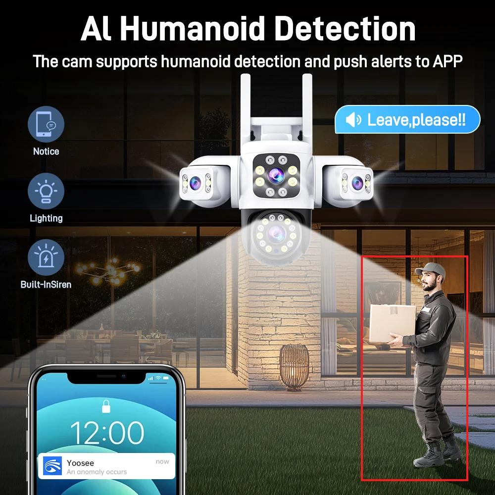 YOOSEE Ai APP Triple-lens Camera HD 15MP WIFI Outdoor Camera Waterproof Mobile Tracking IP CCVT Two-way Talk