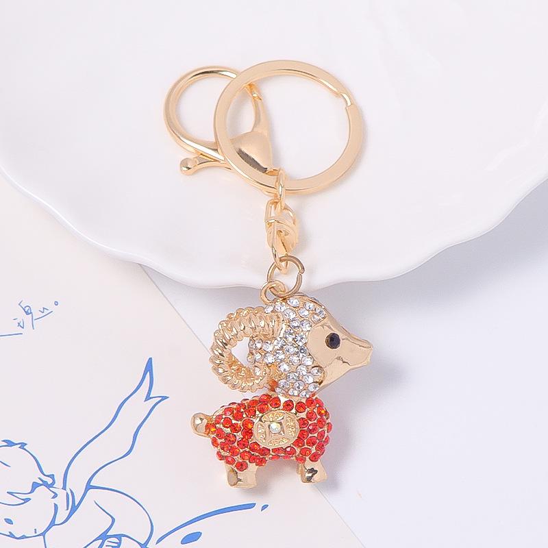 Colorful Rhinestone 3D Tiger Keychain and Metal Backpack Accessory