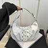Lace-up bow bag women's spring new PU dumpling bag temperament shoulder bag sweet and cool messenger bag