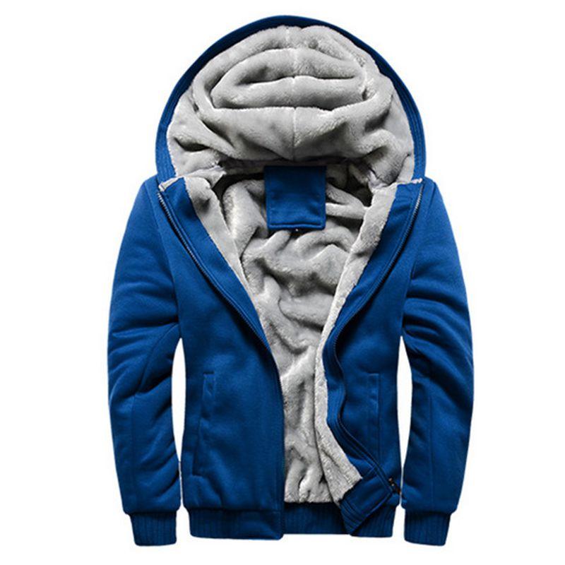 Casual Jacket Mens Coat Hoodie Fleece Thick Hooded Zipper Winter Outwear Warm