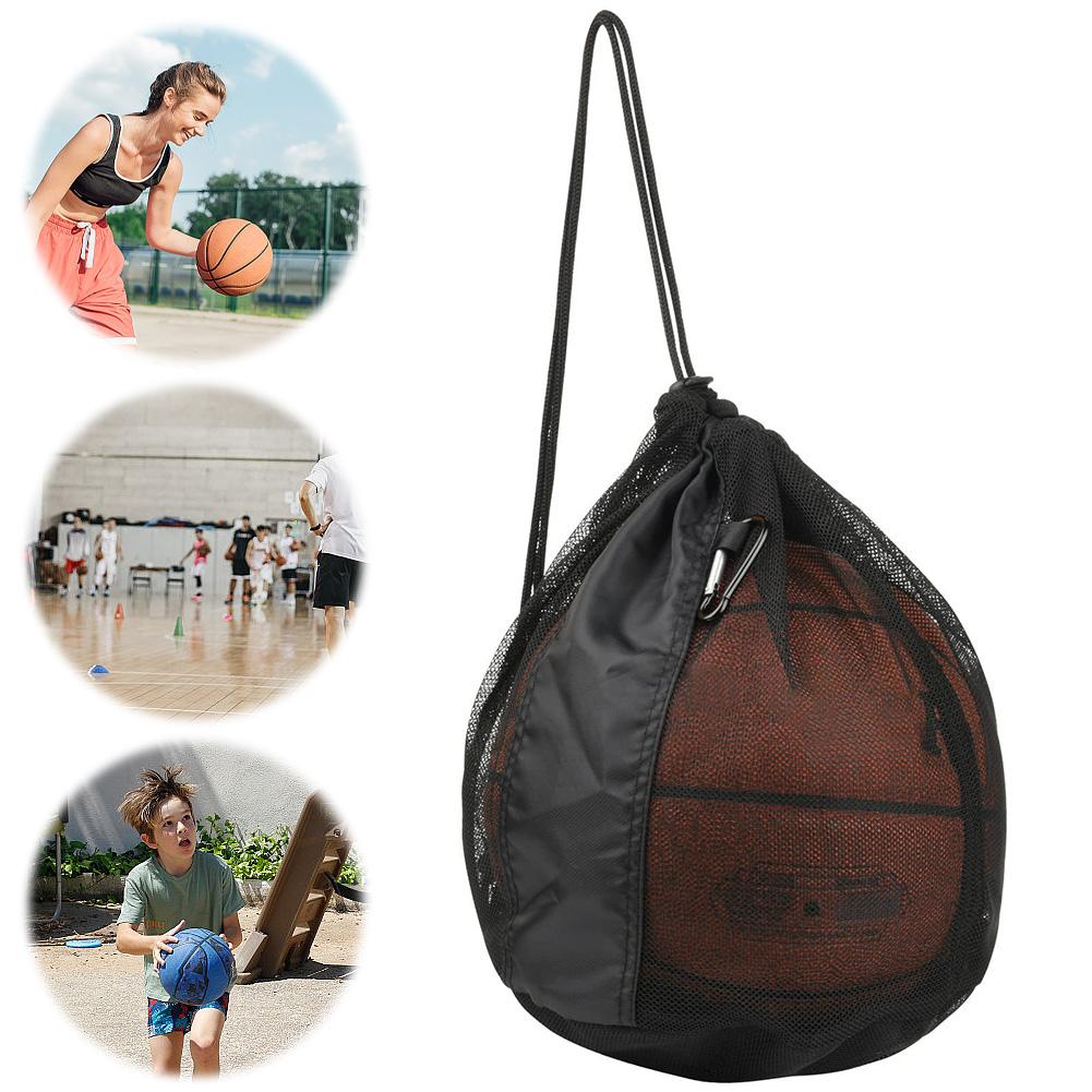 Single Ball Bag Mesh Carry Bag Sport Game Ball Storage Bag Drawstring Sling Back Bag for Basketball Volleyball Soccer Football