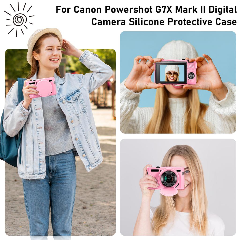Silicone Protective Case Soft Camera Cover with Removable Lens Cover for Canon Powershot G7X Mark II Digital Camera