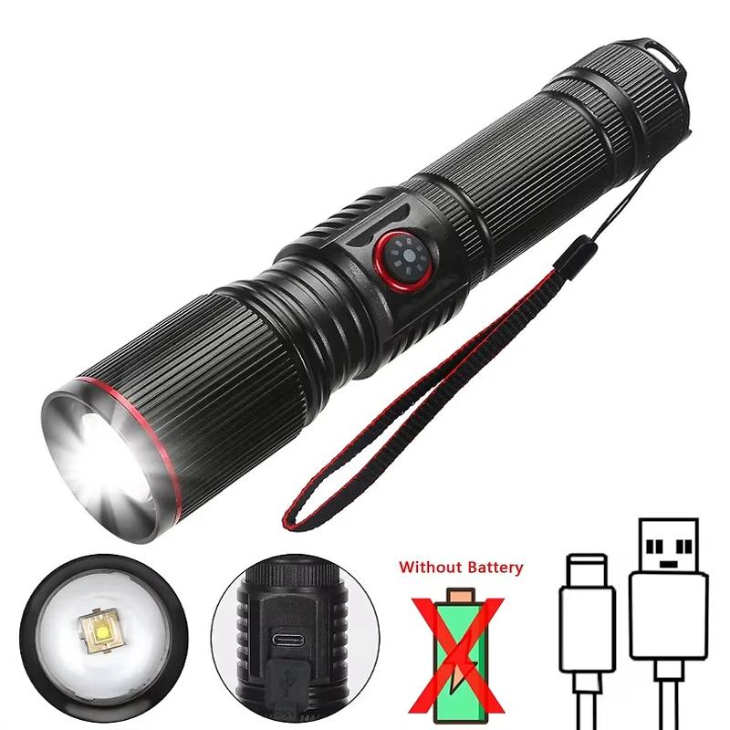 Super Bright LED Flashlights High Lumens Rechargeable Zoom Torch Waterproof Flash Light 5Modes Powerful Camping Hiking Lantern