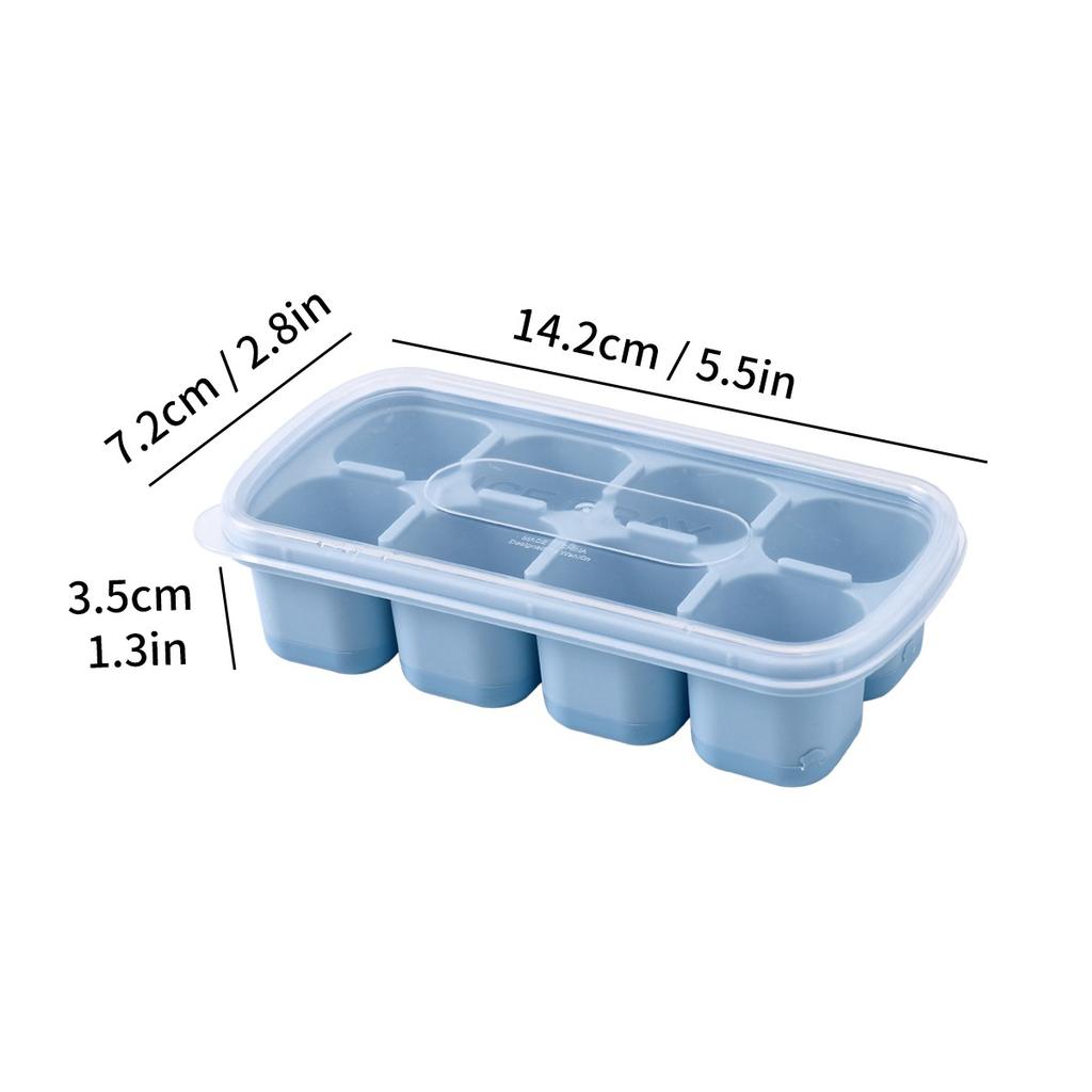 1/2/4pcs Square Plastic Ice Cube Tray With Lid 8 Grids Reusable Ice Cube Mold Refrigerator DIY Ice Maker Ice Mould For Drinks