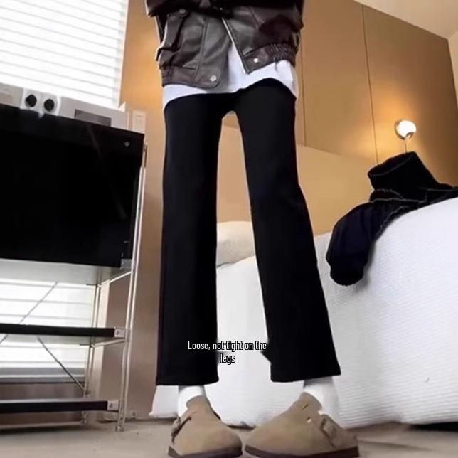 Women's Black High-Waisted Straight-Leg Jeans - Slimming, Elastic, Cropped Cigarette Pants for Spring & Autumn