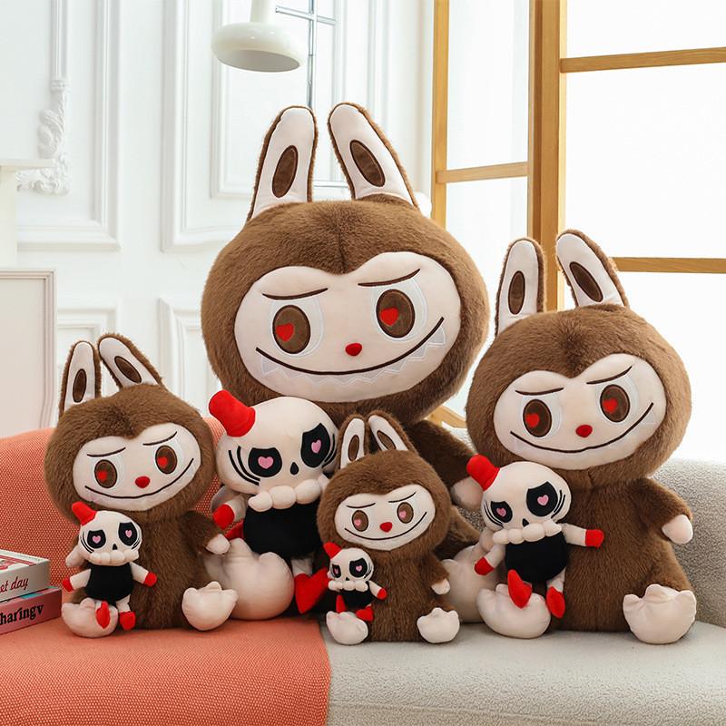 Adorable Couples Labubu Plush Toy Soft Cuddly Animal Doll In Multiple Sizes