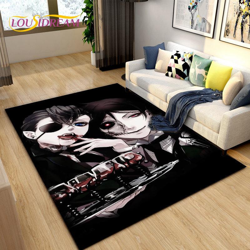 Black Butler Anime Cartoon Area Rug,Carpet Rug for Living Room Bedroom Sofa Doormat Decoration, Kids Play Non-slip Floor Mat