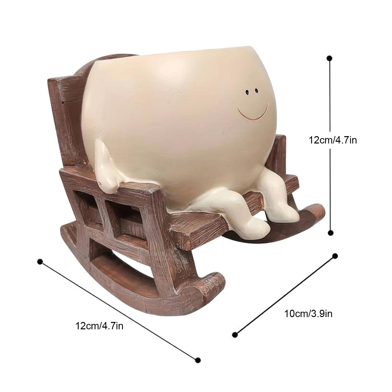 Кресло-качалка Цветочный горшок Смола Патио Декоративный Суккулентный Кашпо Садовое Ремесло Украшение
