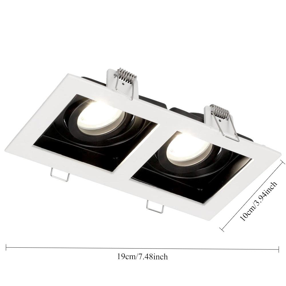 JOYINLED Square Double Ring LED Downlight Adjustable Recessed Frame GU10 MR16 Bulb Holder Spot Lamp Bracket Fixture for Decor