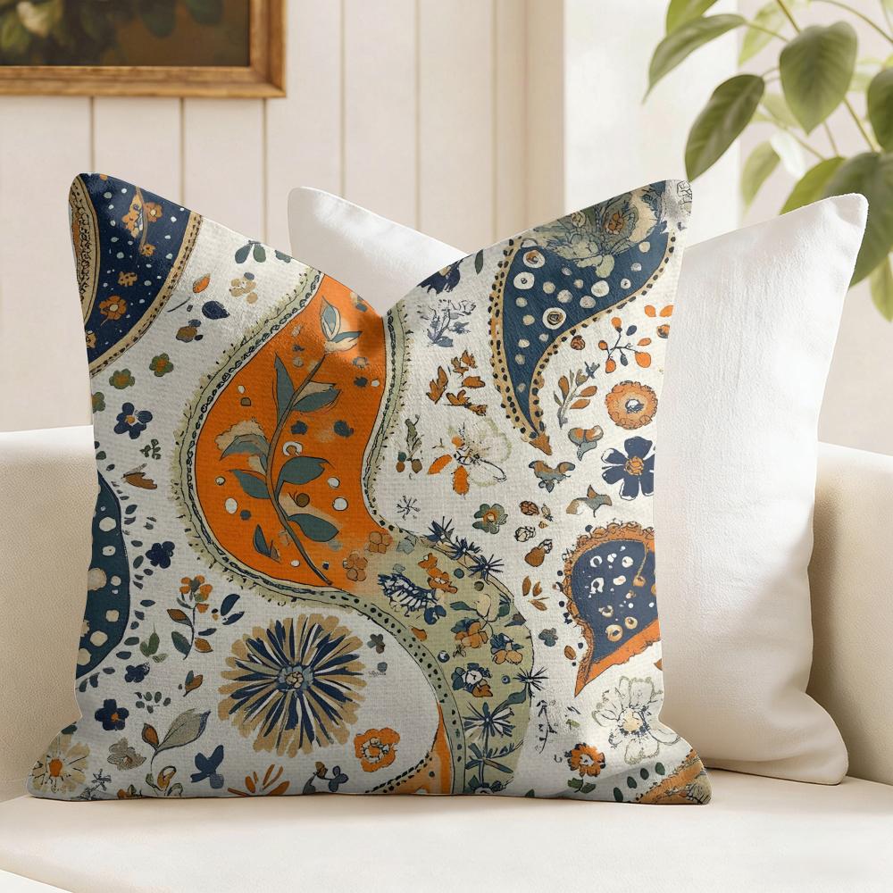 Bohemian style Cushion Cover Summer Linen Pillow Case Organic Fabric Cushion Cover DoubleSided Print Sofa Home Decor