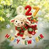 Holiday Decorative Stickers Happy New Year Window Cling, 2027 Crochet Sheep Snowflake Static Clings Glas Sticker, Reusable Christmas Decoration Decal
