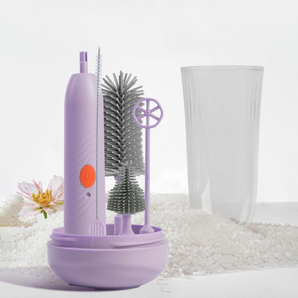 Long Handled Electric Bottle Brush Silicone Cleaning Brush Set  Pacifier Cleaning