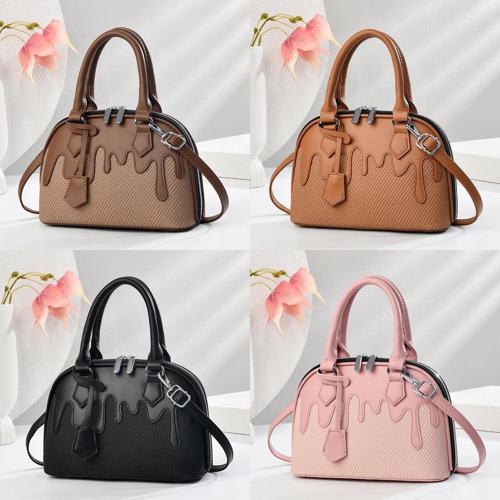 Pu Shell Bag With Splicing Design For Daily Casual Womens Crossbody And Shoulder Use