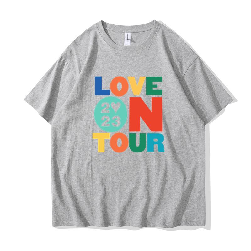Korean Style Men's and Women's T Shirt Casual Sports T-shirts Love On Tour Concert Printed Couple Cotton Short-sleeved Tops