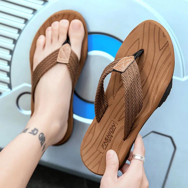Men's shoes 2025 summer flip flops trend personalized anti slip thick sole casual sandals beach