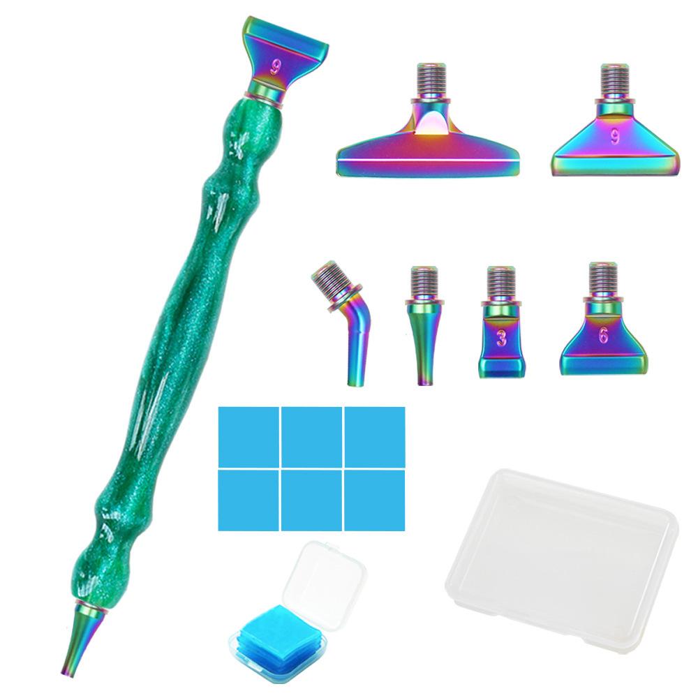 Glitter Resin Diamond Painting Pen Kit with 6 Metal Tips 6 Wax Blocks and Storage Box for 5D Diamond Art Rhinestone Crafts and DIY Projects