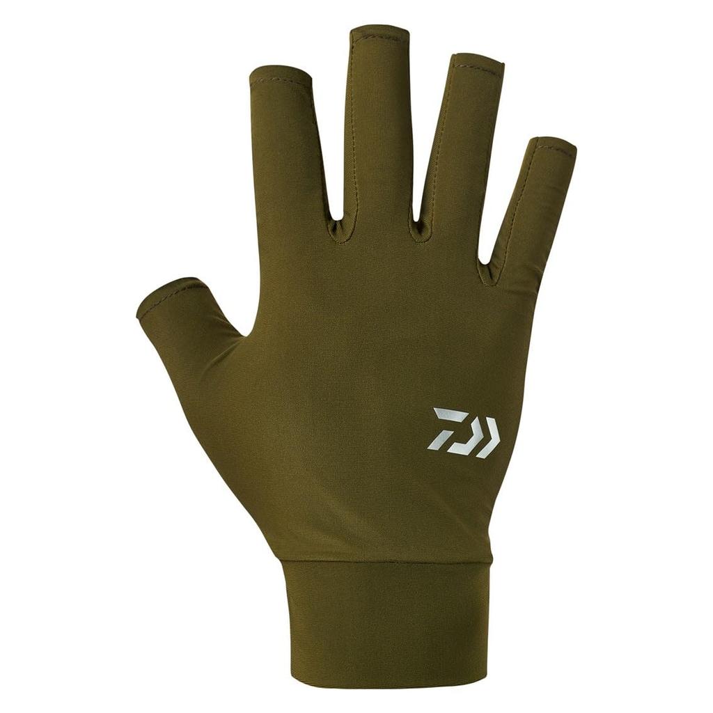 Daiwa ICEDRY UV Protection Large Gloves, 5-Piece Cut, 25DG-6825, Khaki,