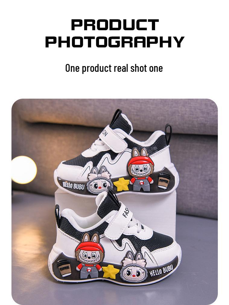2025 Cartoon Toddler Sports Shoes: Korean-Style Leather Running & Casual Shoes for Boys, Spring/Autumn