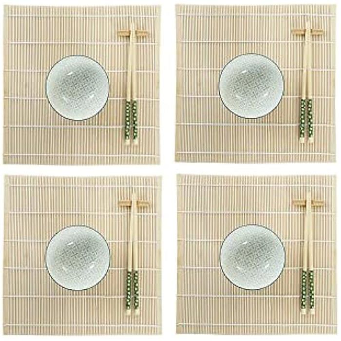 Ensemble De Sushi - DKD Home Decor - Vert - Bambou - Grès - 14,5 X 14,5 X 31 Cm