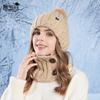 New winter velvet warm hat, scarf, two-piece cover for outdoor riding, cold-proof ear protector, muff, knitted wool hat.