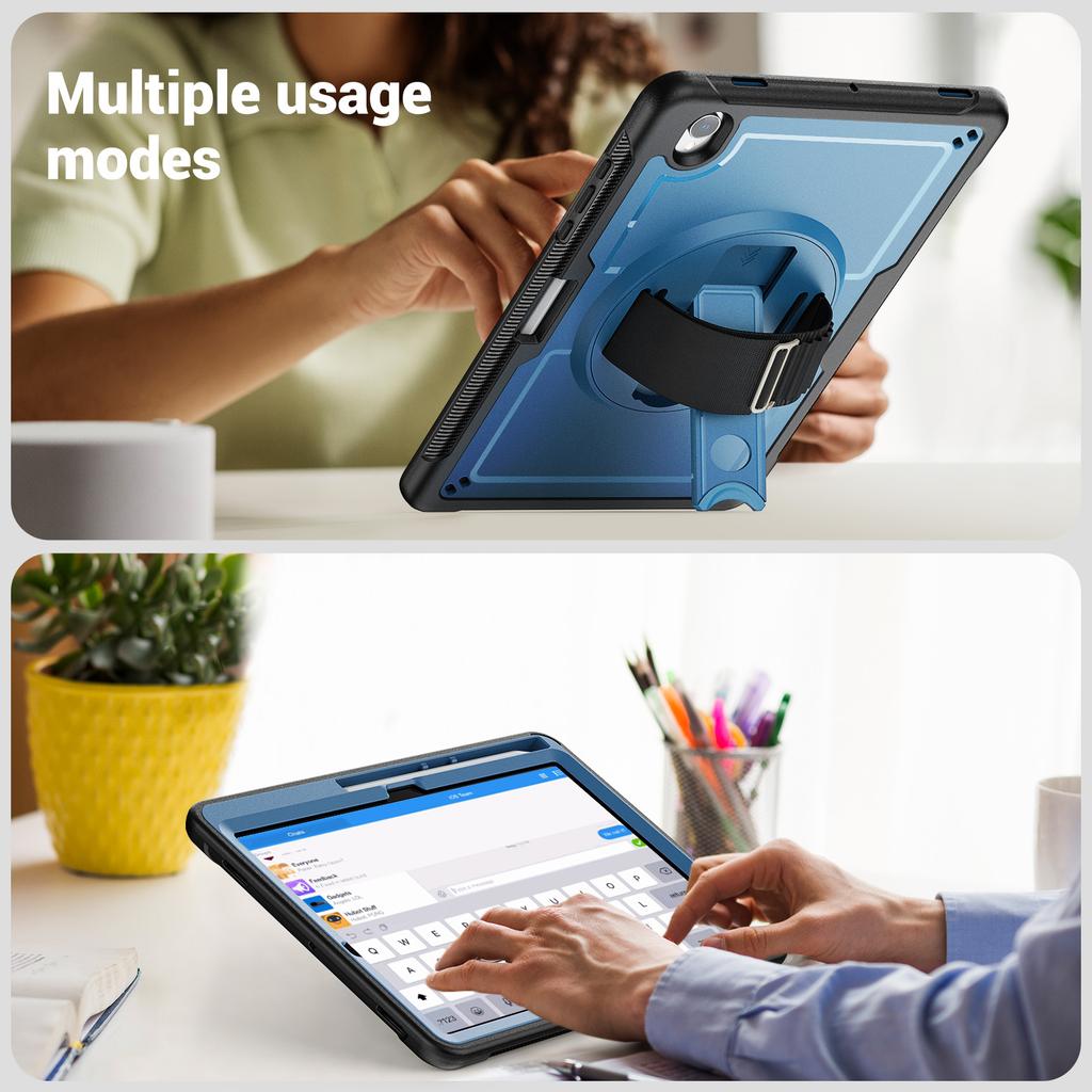 Für Samsung Galaxy Tab S11 Hülle mit Handschlaufe und Ständer PC + TPU Tablet-Abdeckung mit Schultergurt und Stifthalter