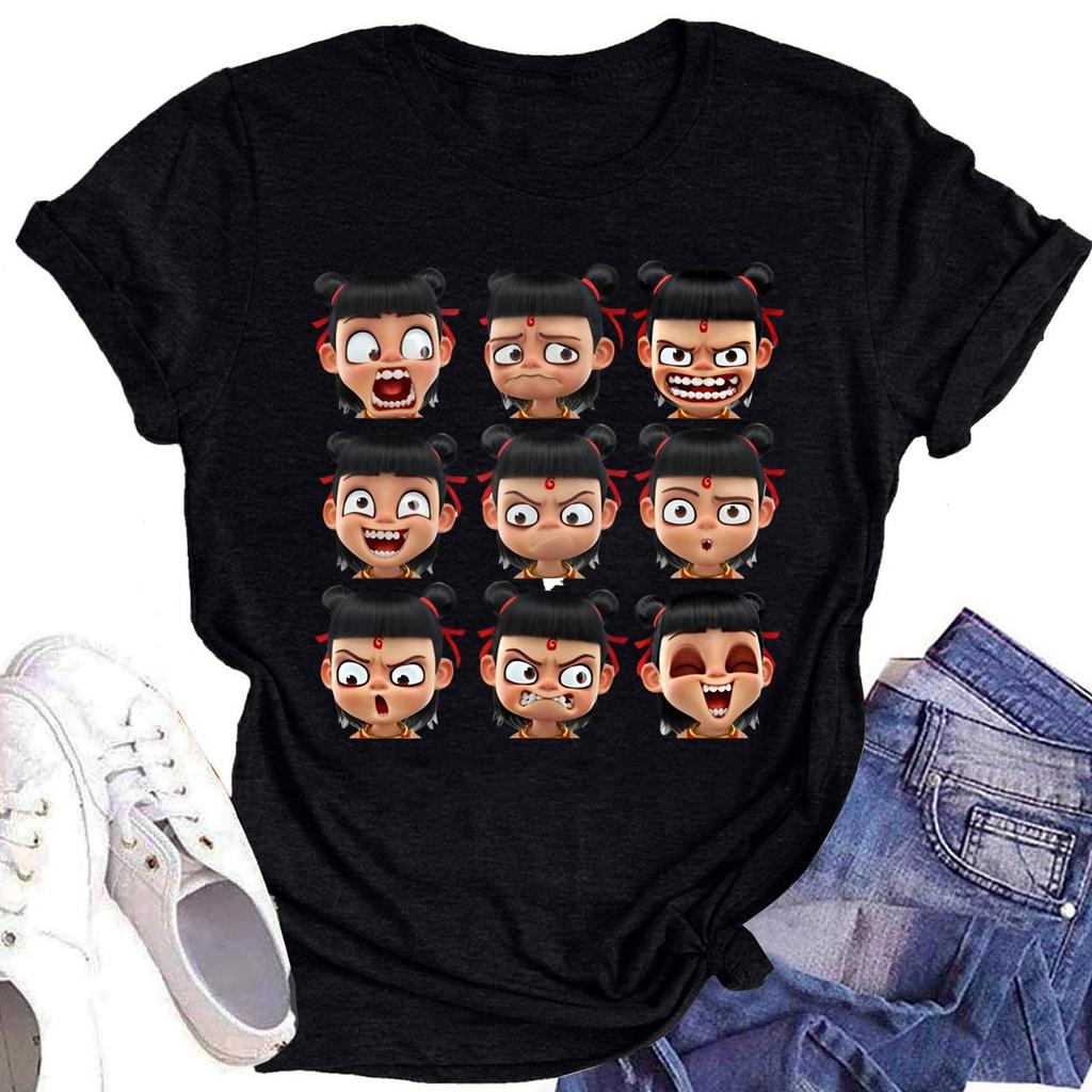 Men's And Women's Printed Round Neck Short-sleeved T-shirt Top