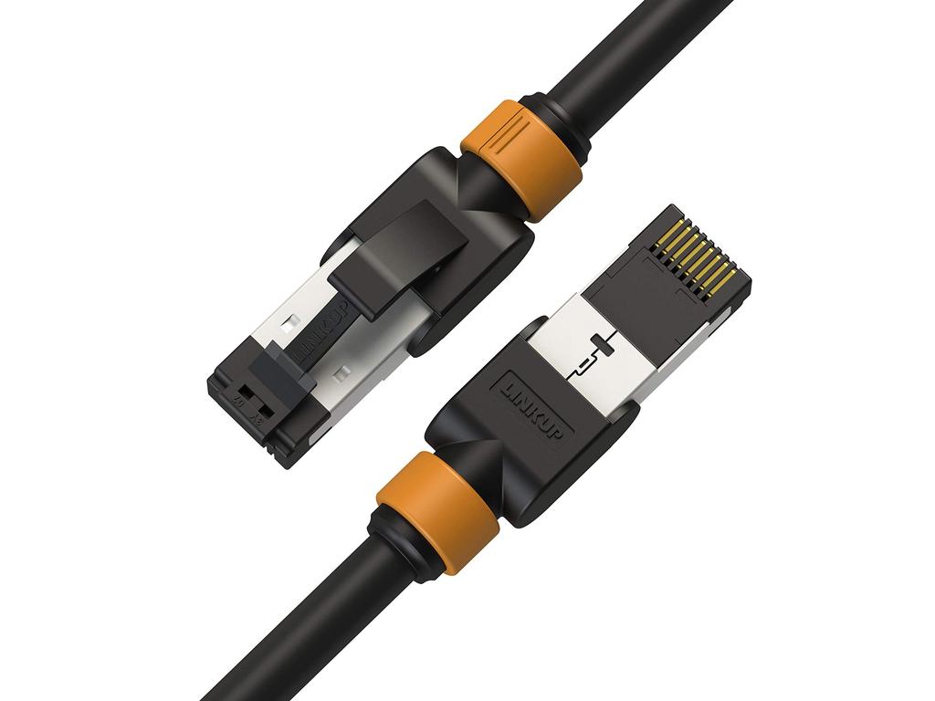 LINKUP Cat7 LAN Cable of 10 Gigabit RJ45 Connectors with Double Shielded Internet Category 7 Network Cable Cable 40G 26AWG Black [Versiv Certified] -