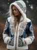 Damen Schneeflocke 3D-Druck Flanell Reißverschluss Kapuzenjacke Winter Warm Fleece Hoodie Lässiger Langarmmantel S-5XL