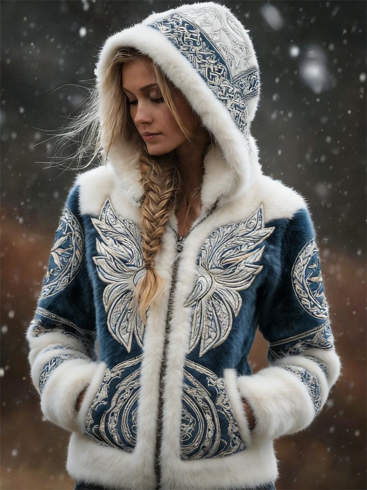 Damen Schneeflocke 3D-Druck Flanell Reißverschluss Kapuzenjacke Winter Warm Fleece Hoodie Lässiger Langarmmantel S-5XL