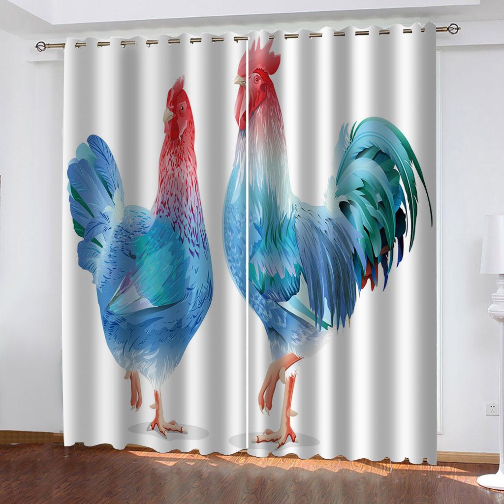 Rooster Miller-Aniaml Chicken Window Curtains, Living Room, Kitchen, Balcony, Home Decor, Bedroom, Patio Decoration