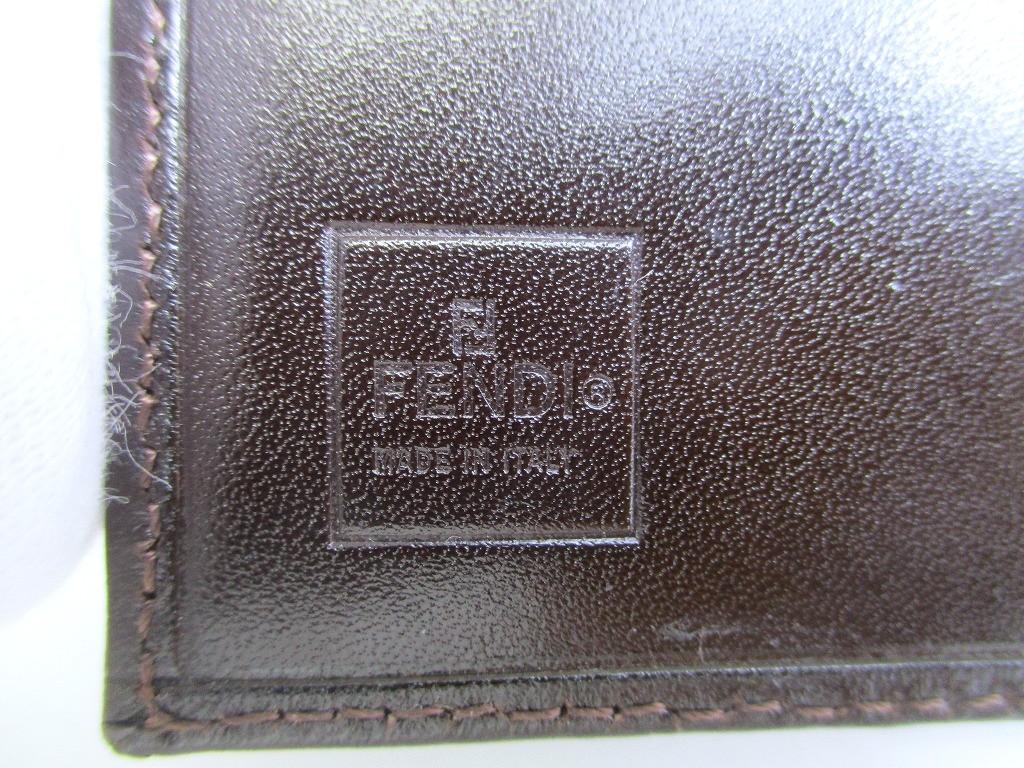 Authentic FENDI Zucca Khaki Canvas Brown Leather Bifold Wallet Compact Wallet #b174  Open box