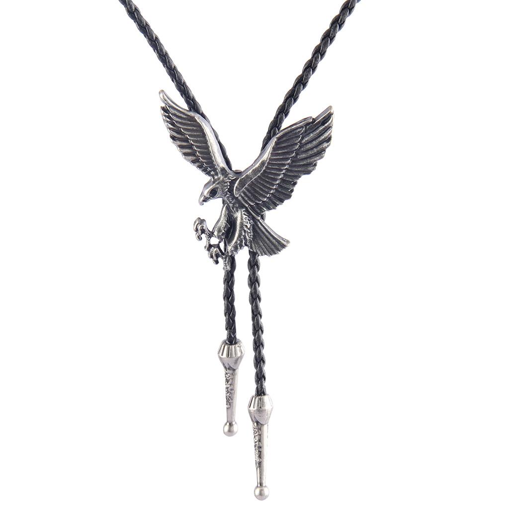Ethnic Classic Cowboy PU Leather Rodeo Bolo Tie Cord Eagle Pendant