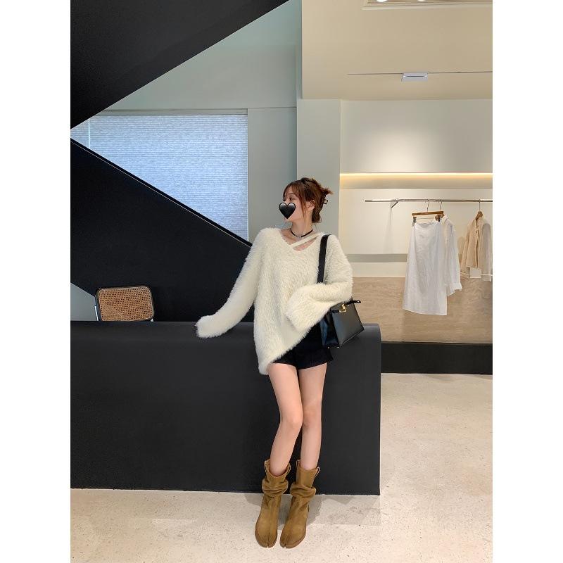 Cowhide version~ Su Yinyin Power Power The same pig's trotters split-toe boots thick heel western cowboy stacked short boots women's Martin boots