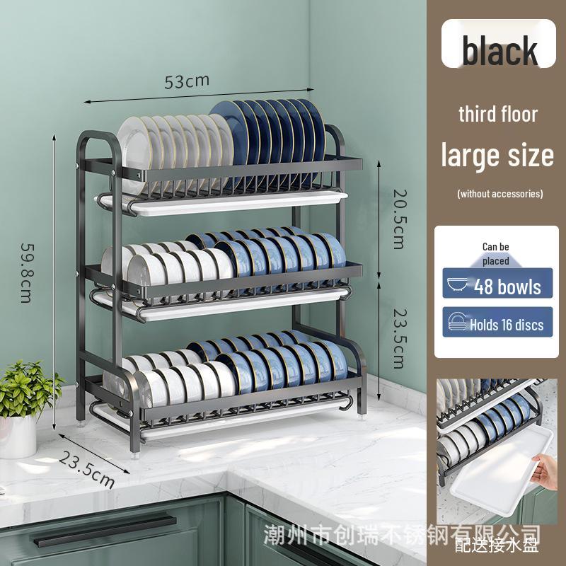 Multi-functional Kitchen Storage and Draining Rack for Bowls, Plates, Utensils, and Chopsticks