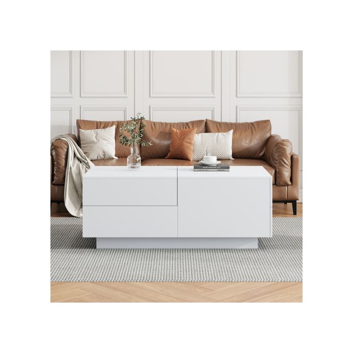 Mesa de centro - MUVOE - Moderna - Tapa deslizante - 4 cajones - 90x55x45cm